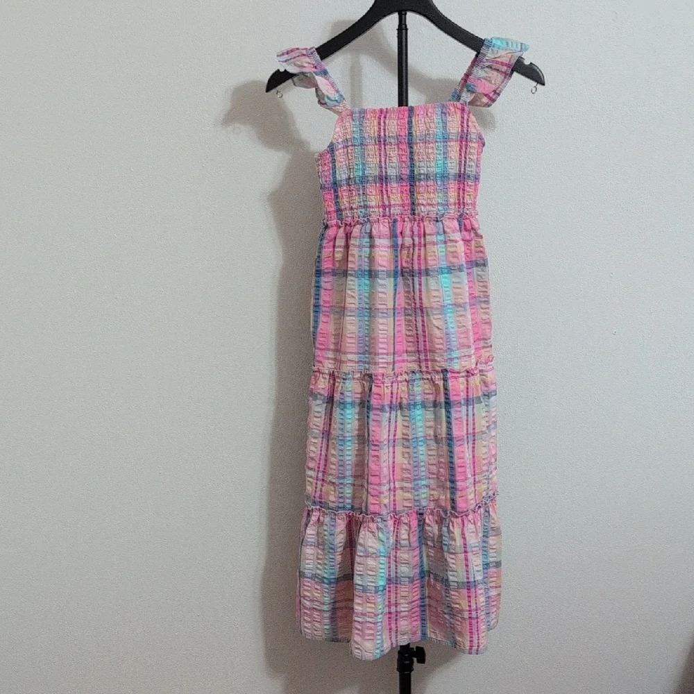btween Pink and Blue Plaid Kids Dress